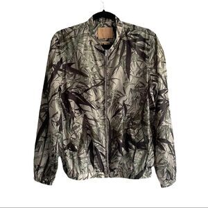MASSIMO DUTTI Tropical Print Lightweight Bomber Windbreaker Jacket Green S